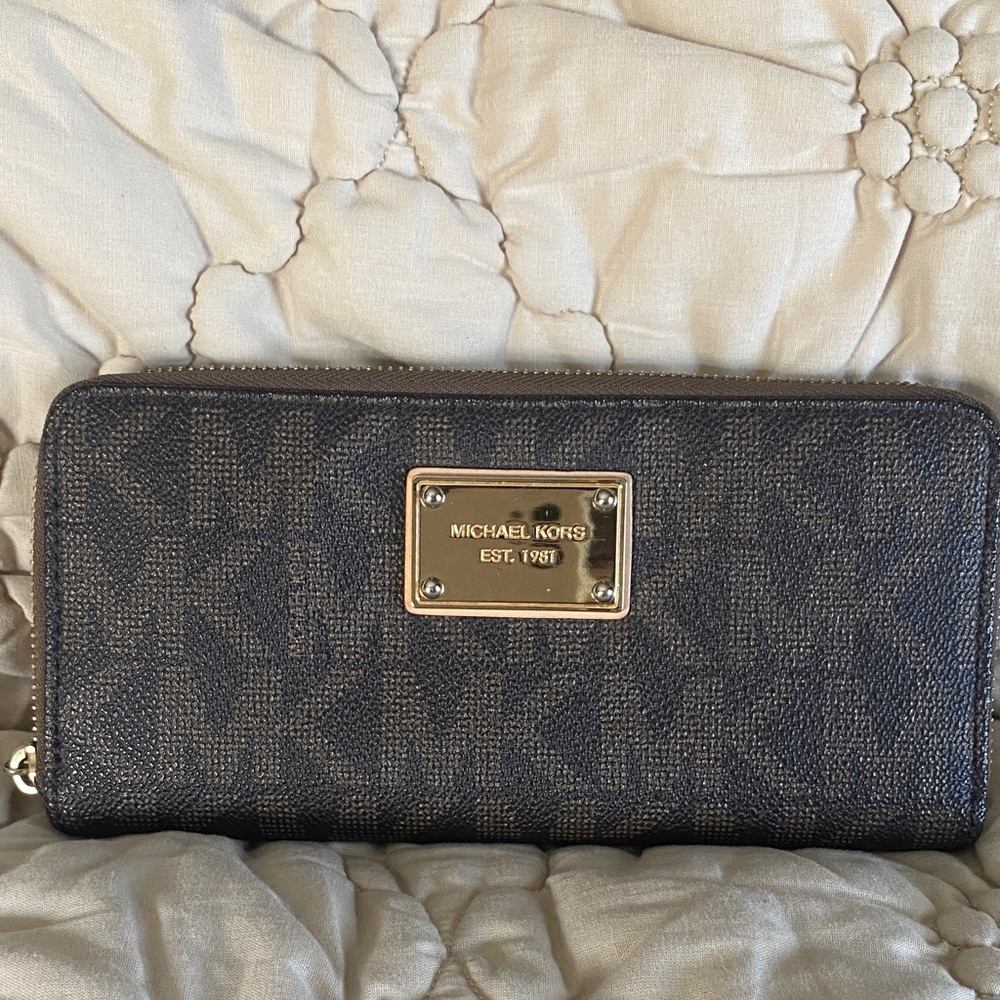 Michael Kors Brown Zip-Around Wallet